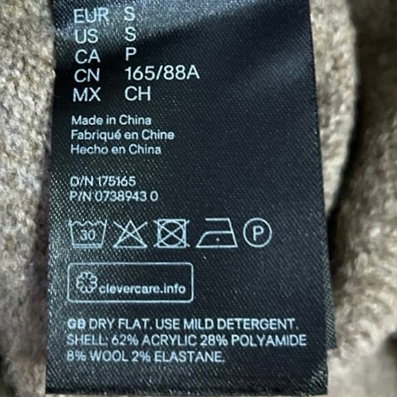 H&M Brown Wool Blend Turtleneck Long Sleeve Oversized Pullover Sweater Top Sz S - Picture 4 of 4